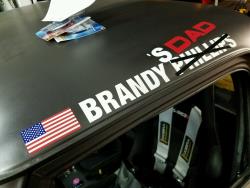 Brand Phillips name above C10R door crossed out for Brandy's Dad